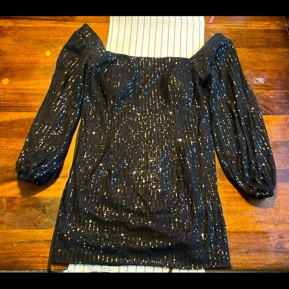 Black long sleeve sparkly dress size xl
